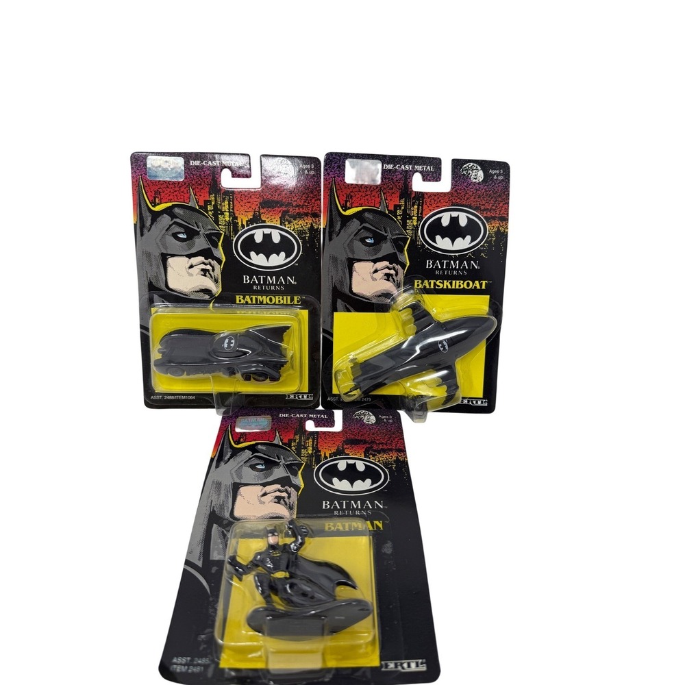 ERTL Batman Returns Die-Cast Metal Batmobile Batskiboat Batman Figure 1992 Lot